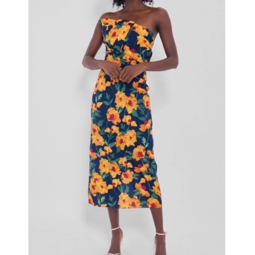 Hyacinth House Margot Floral Ruffle Midi Dress One Shoulder Cotton XXL NWT